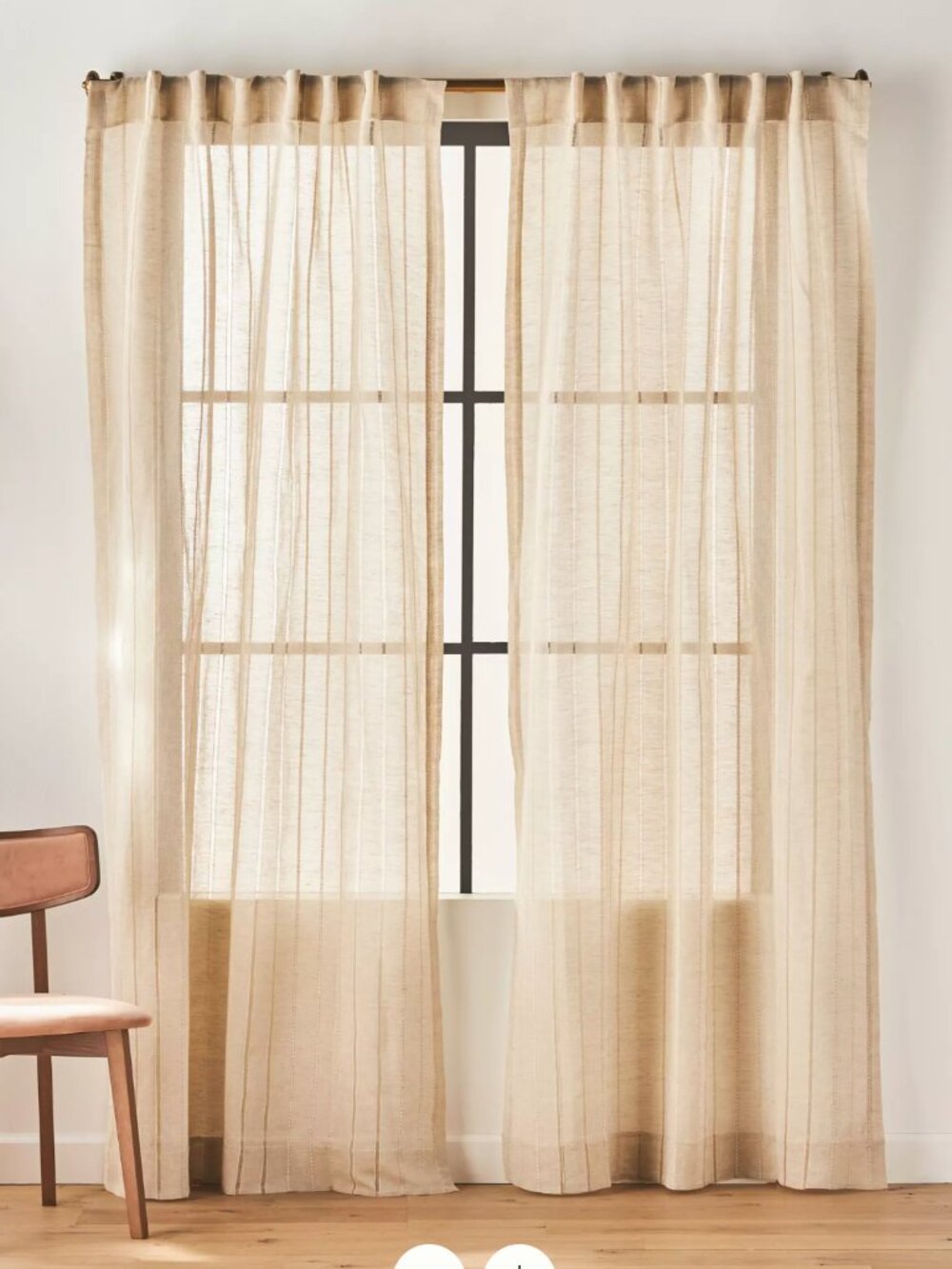 Sheer stripe curtain, 50x96”